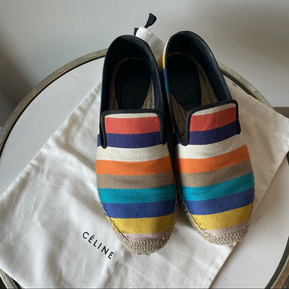Celine Rainbow Canvas Espadrilles Size 38